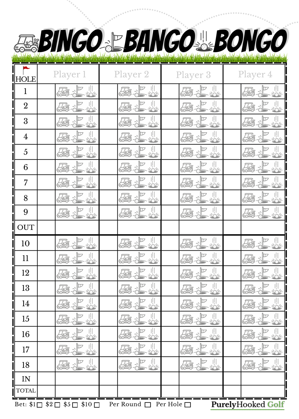 Bingo Bango Bongo Golf Scorecard Sets - Wholesale Case
