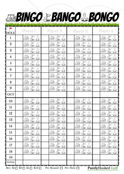 Bingo Bango Bongo Golf Scorecards