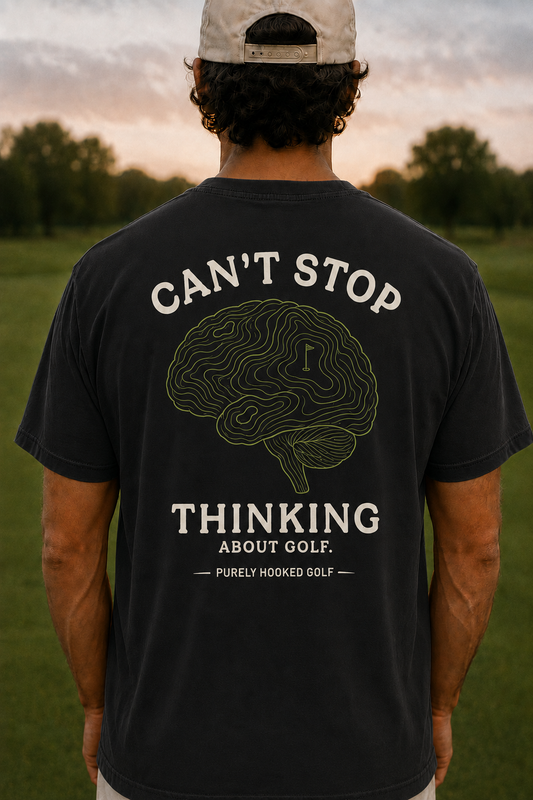 Thinking About Golf Tee Black back