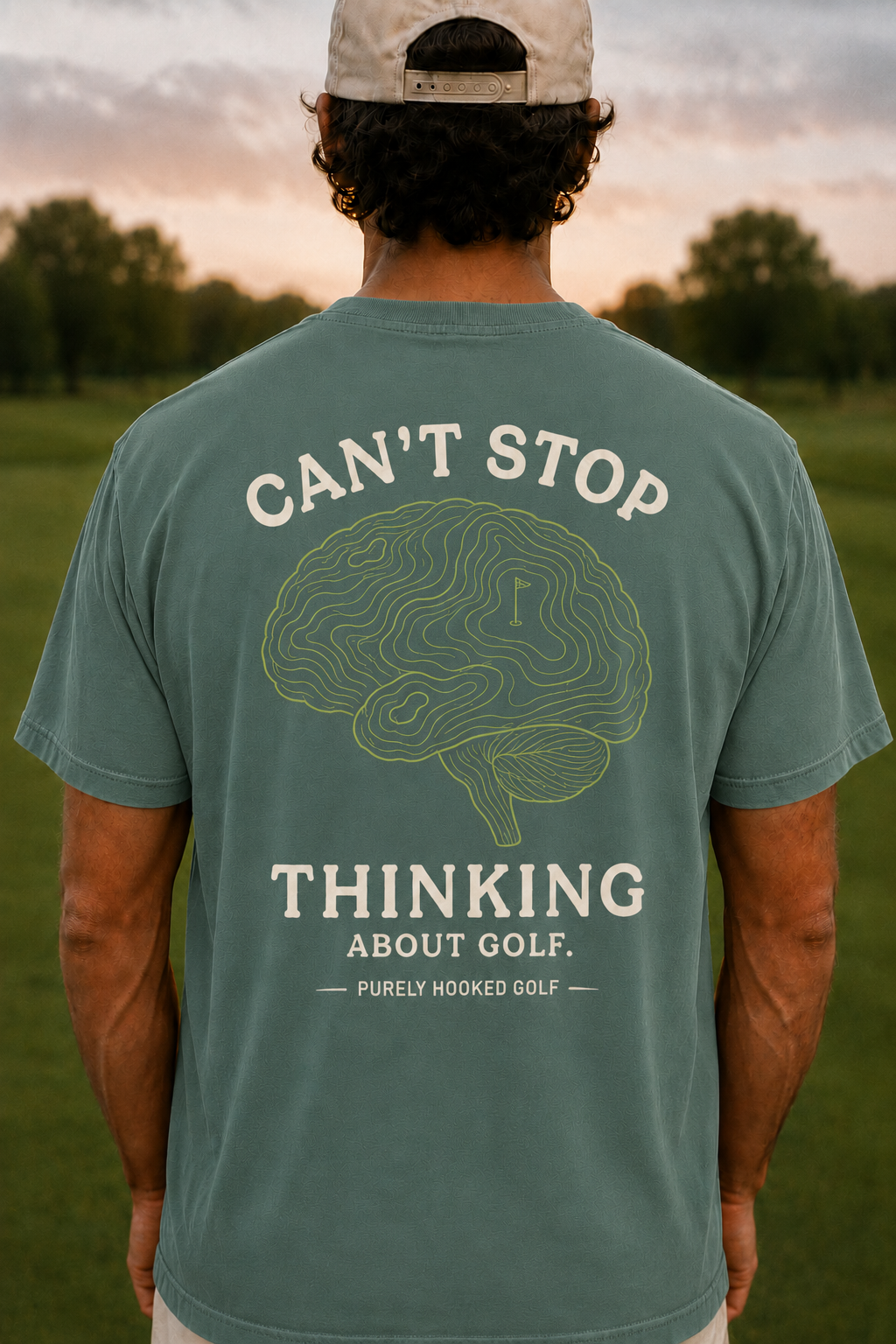 Thinking About Golf Tee Blue Spruce back