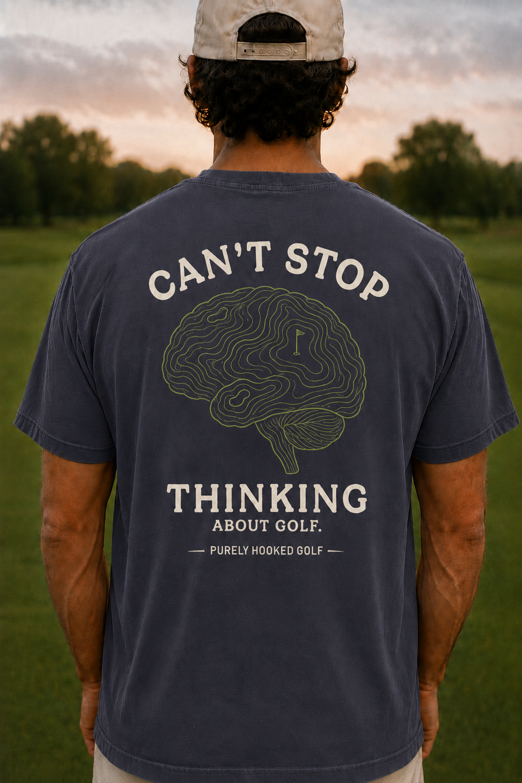 Thinking About Golf Tee Navy back