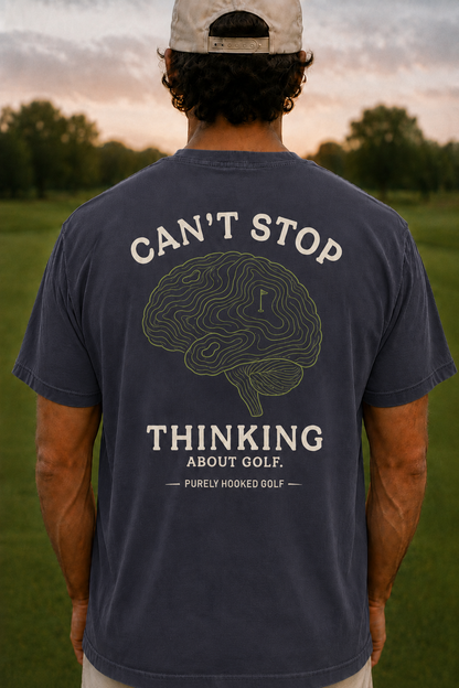 Thinking About Golf Tee Navy back