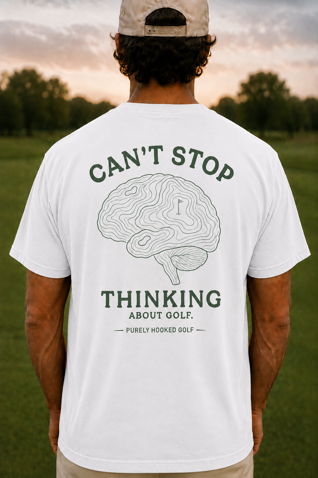 Thinking About Golf Tee White back