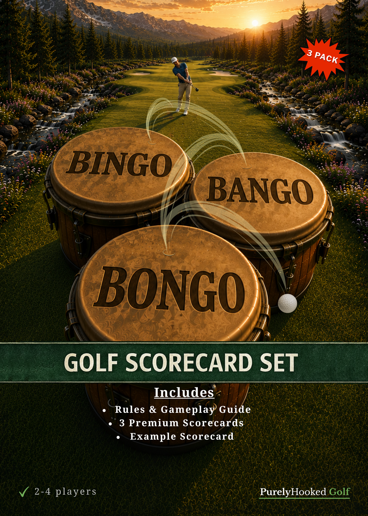Bingo Bango Bongo Golf Scorecard Sets - Wholesale Case