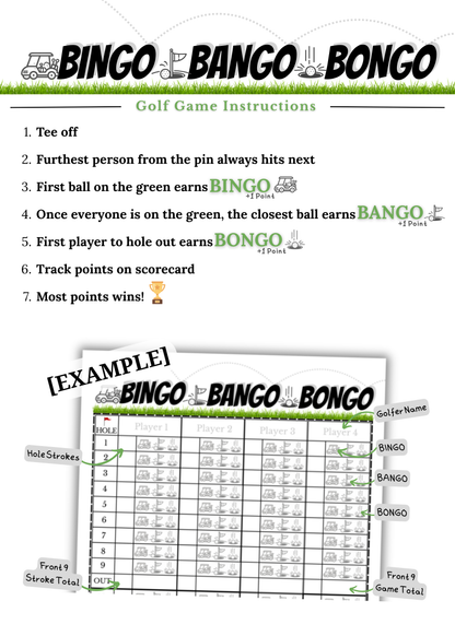 Bingo Bango Bongo Golf Scorecards