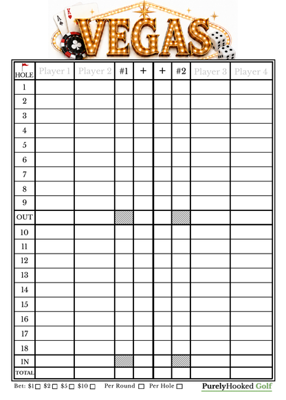 Vegas Golf Scorecards